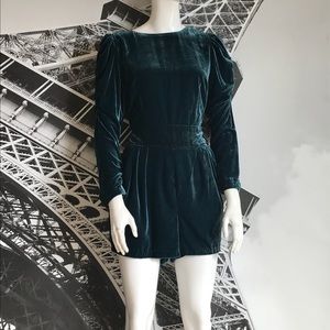 Emerald green velvet romper